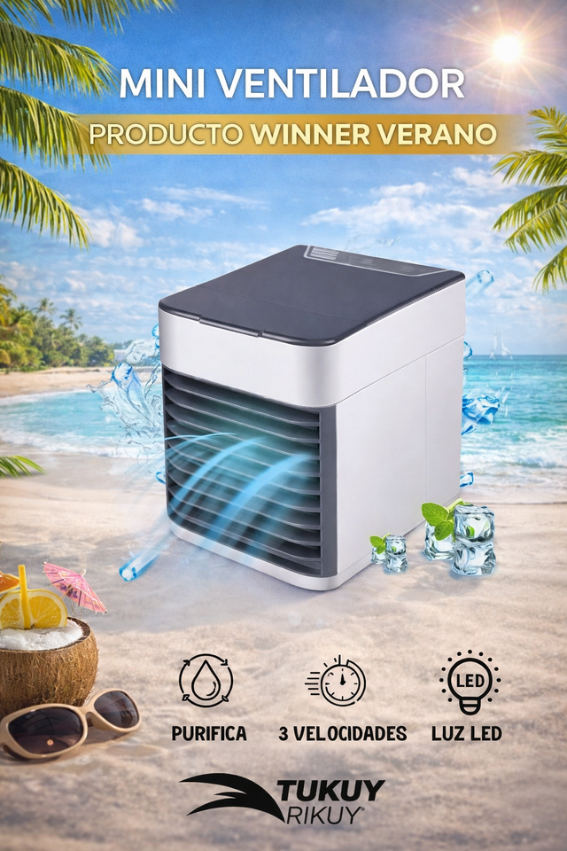 MINI VENTILADOR ENFRIADOR DE AIRE PORTATIL CON LUZ LED